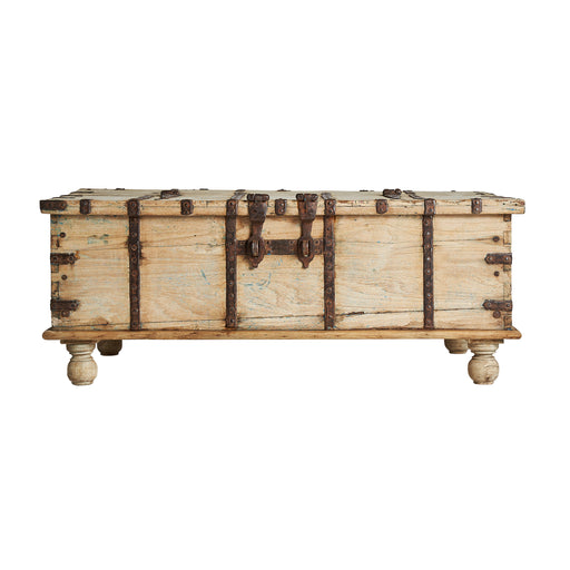The Baul Vouxell Coffee Table is a unique and striking piece of furniture that combines antique style with ethnic flair. Crafted from teak wood and iron, this table is built to last and provides a durable surface for daily use