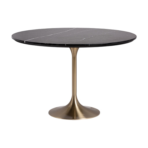 Experience the epitome of elegance with the KELHEIM Dining Table, a striking piece in Art Deco style. The combination of Black & Gold colors adds a touch of opulence to any dining space