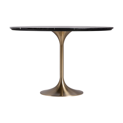 Experience the epitome of elegance with the KELHEIM Dining Table, a striking piece in Art Deco style. The combination of Black & Gold colors adds a touch of opulence to any dining space