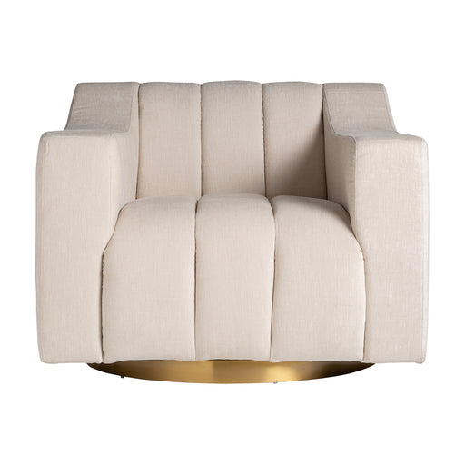 The Scuol Armchair, in its lavish white and gold palette, encapsulates the opulence of the Art Deco era. Masterfully carved from pine wood, its frame elegantly contrasts with the gleaming steel accents. This chair is more than just seating; it's a statement of grandeur and sophistication, celebrating the iconic style of a golden age