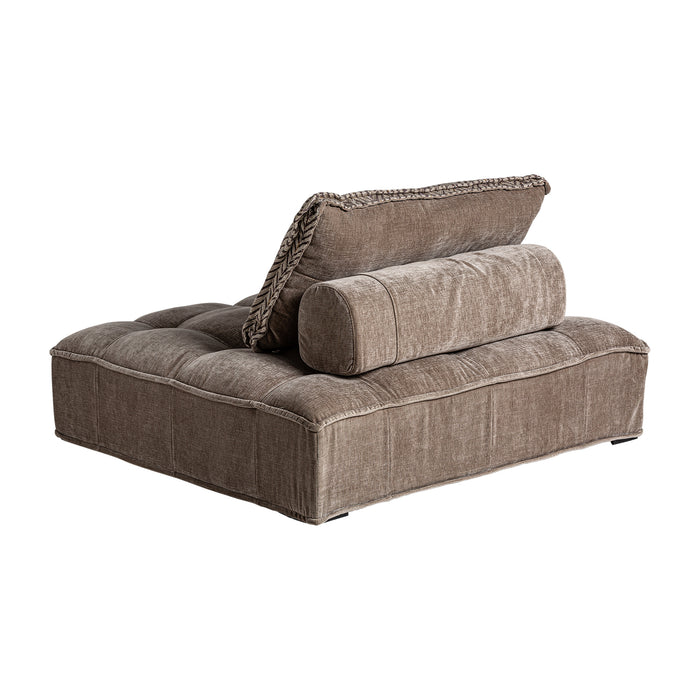 ENCS modular sofa, bathed in a refined beige hue, echoes the opulence of the Art Deco era. Crafted from durable pine wood and draped in supple linen cushioned with foam, it offers both luxury and comfort