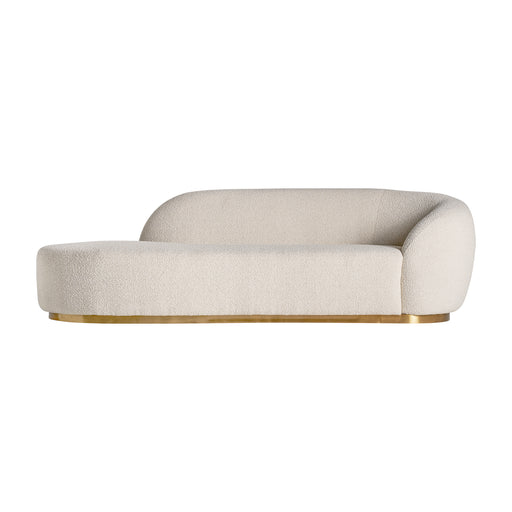 Gacé sofa. Designed in the timeless Art Deco style, it features a sleek white color that adds a touch of elegance to any space. Crafted with a combination of sturdy steel and warm pine wood, this sofa is not only visually stunning but also built to last