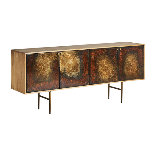 The Touzim Sideboard exudes Art Deco charm with its timeless design and natural color. It is meticulously crafted using high-quality mango wood, known for its durability and beautiful grain patterns