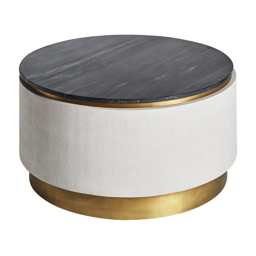 Introducing the luxurious COFFEE TABLE ZERBST. This stunning piece combines sleek black marble with intricate iron design in gold and white mdf to create an art deco masterpiece. Upgrade your living space with this elegant and exclusive coffee table.