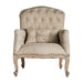  The Morbier armchair, in a serene beige shade, exudes the rustic elegance of Provenzal design. Expertly crafted from mango wood and complemented with durable polyester, it captures the essence of countryside charm. This piece seamlessly merges timeless style with lasting comfort, making it a perfect addition to any traditional or contemporary space
