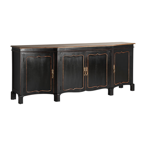 The Jussac Sideboard exudes timeless elegance with its classic style and sleek black color. Crafted from a combination of mango wood and MDF, it offers durability and functionality