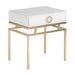 Experience the luxurious elegance of the Hopfing Bedside Table, a masterpiece of Art Deco design. With its captivating White & Gold Matte color, this table adds a touch of sophistication to any bedroom