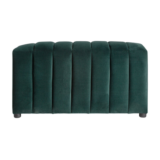 The MARSA bed foot stool, in a captivating green shade, exudes the luxurious sophistication of the Art Deco era. Crafted from fragrant fir wood and draped in sumptuous velvet, its design is complemented by tasteful plastic accents. This foot stool stands as a tribute to the iconic style of the 1920s
