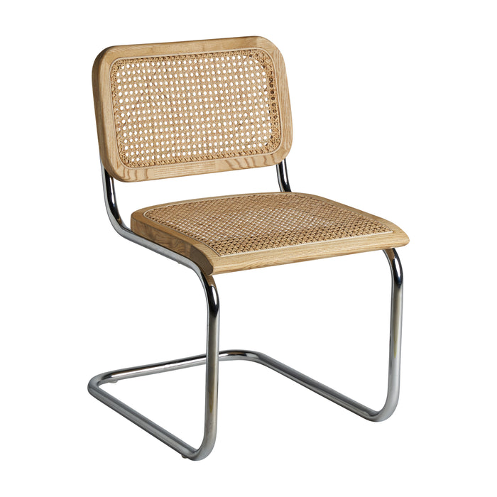 The SINS chair is a statement piece that effortlessly combines contemporary style with natural charm. Made of high-quality elm wood, rattan, and steel, this chair boasts a sleek and modern design that is both durable and visually appealing