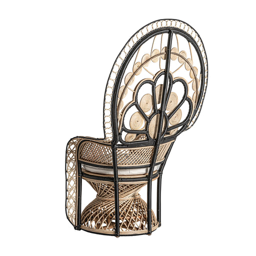 Introducing the Armchair DESOUK, a stunning statement piece that combines natural charm with contemporary design. The chair's intricate rattan weaving is complemented by the use of high-quality polyester, ensuring both comfort and durability