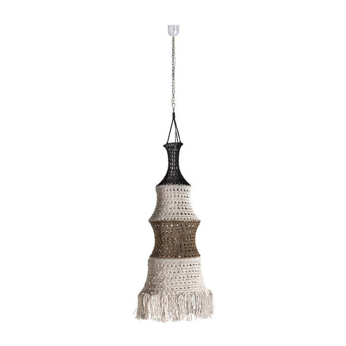 Add warmth and character to your home with this beautiful ethnic-style ceiling lamp Tamarisk made of high-quality cotton in a white and natural color combination. Its intricate details and foldable design make it both stylish and practical