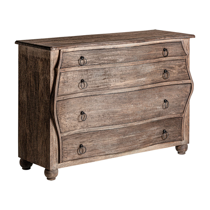 Introducing the Chest Of Drawers WEYER - a handcrafted and unique piece of furniture that will elevate any room. Made of natural mango wood and iron, this Colonial-style chest features a charmingly rustic design that's both functional and stylish