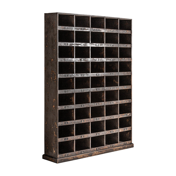 Introducing the Bookcase MEIGLE, a sophisticated and classic addition to any home that features the timeless elegance of teak wood in a rich brown hue. This bookcase is the perfect way to add a touch of luxury to your reading nook or living space