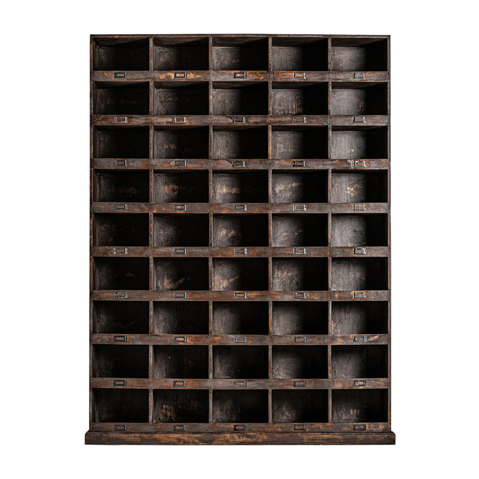 Introducing the Bookcase MEIGLE, a sophisticated and classic addition to any home that features the timeless elegance of teak wood in a rich brown hue. This bookcase is the perfect way to add a touch of luxury to your reading nook or living space