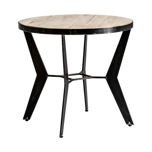 Stylish Bar Table Antrim with its striking Industrial Style design, in black and natural color, iron combined with mango wood