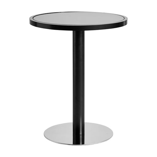 BLACK BAR TABLE DIVION exudes the modern and luxurious design of a chic and sophisticated brand. Its sleek black and shimmering silver color scheme and pristine glass surface are elegant and tasteful